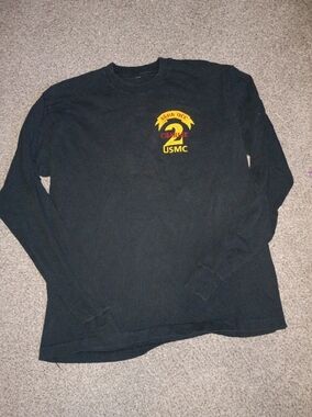 USMC Black Long Sleeve Graphic Shirt - Charlie 13th OCC